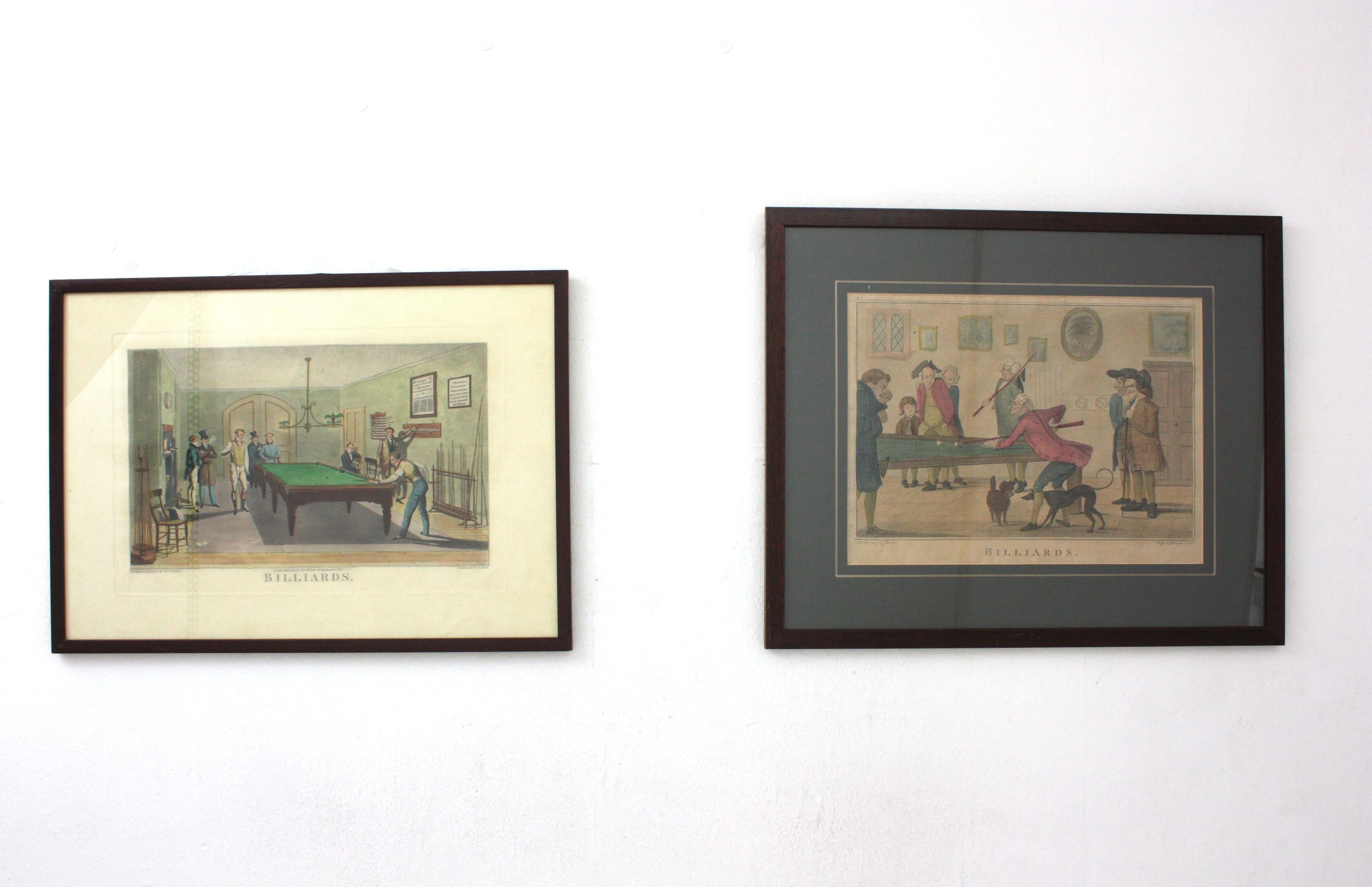 English Hand Colored Billiards Escene Engraving Print For Sale 4