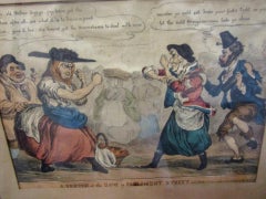 English Hand Colored Lithograph by Wm Heath A Sketch of the Row in Parliment St.