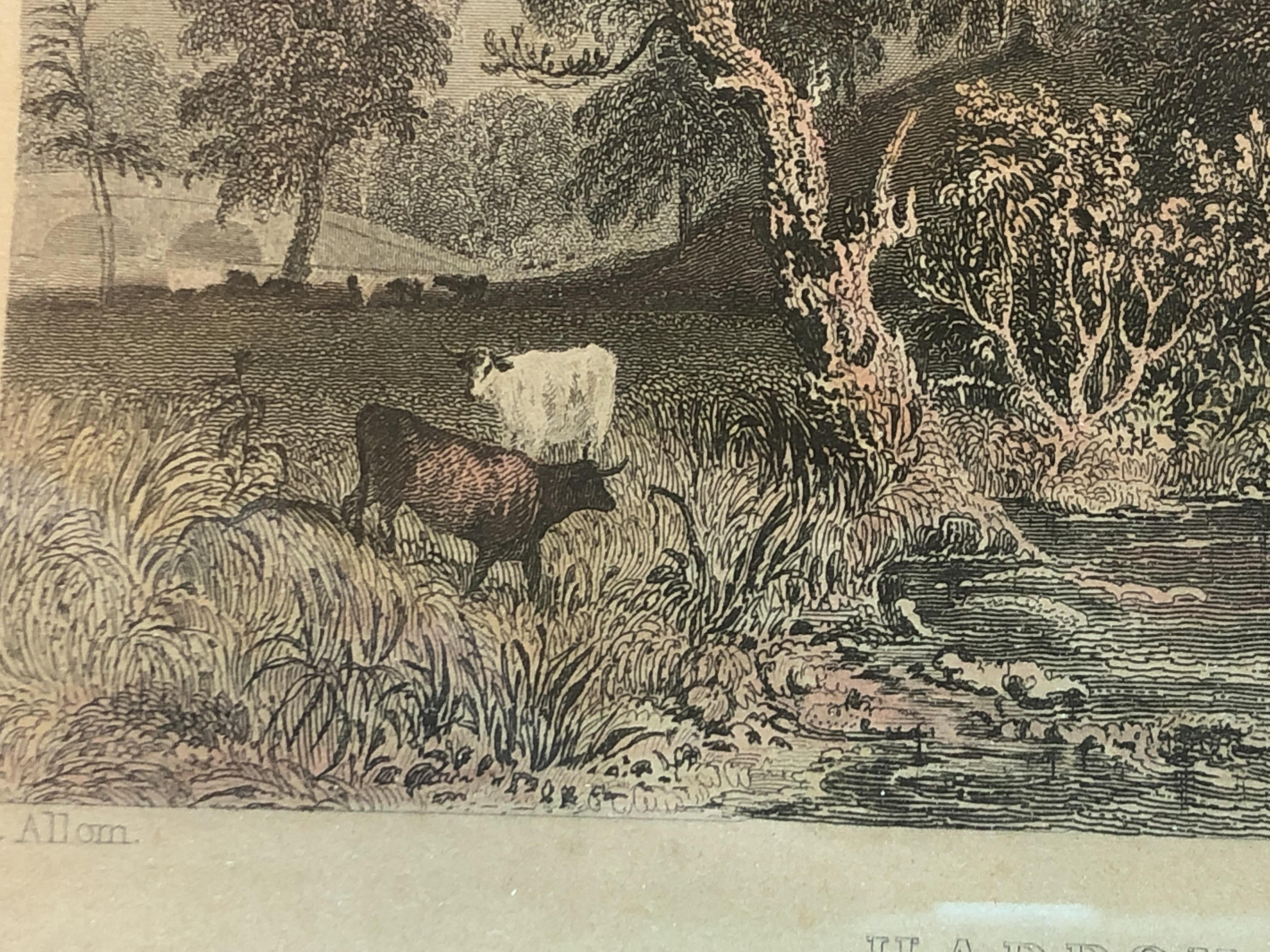 English Hand Colored Steel Engraving, by Thomas Allom, a Pastoral Scene, 1850s For Sale 1