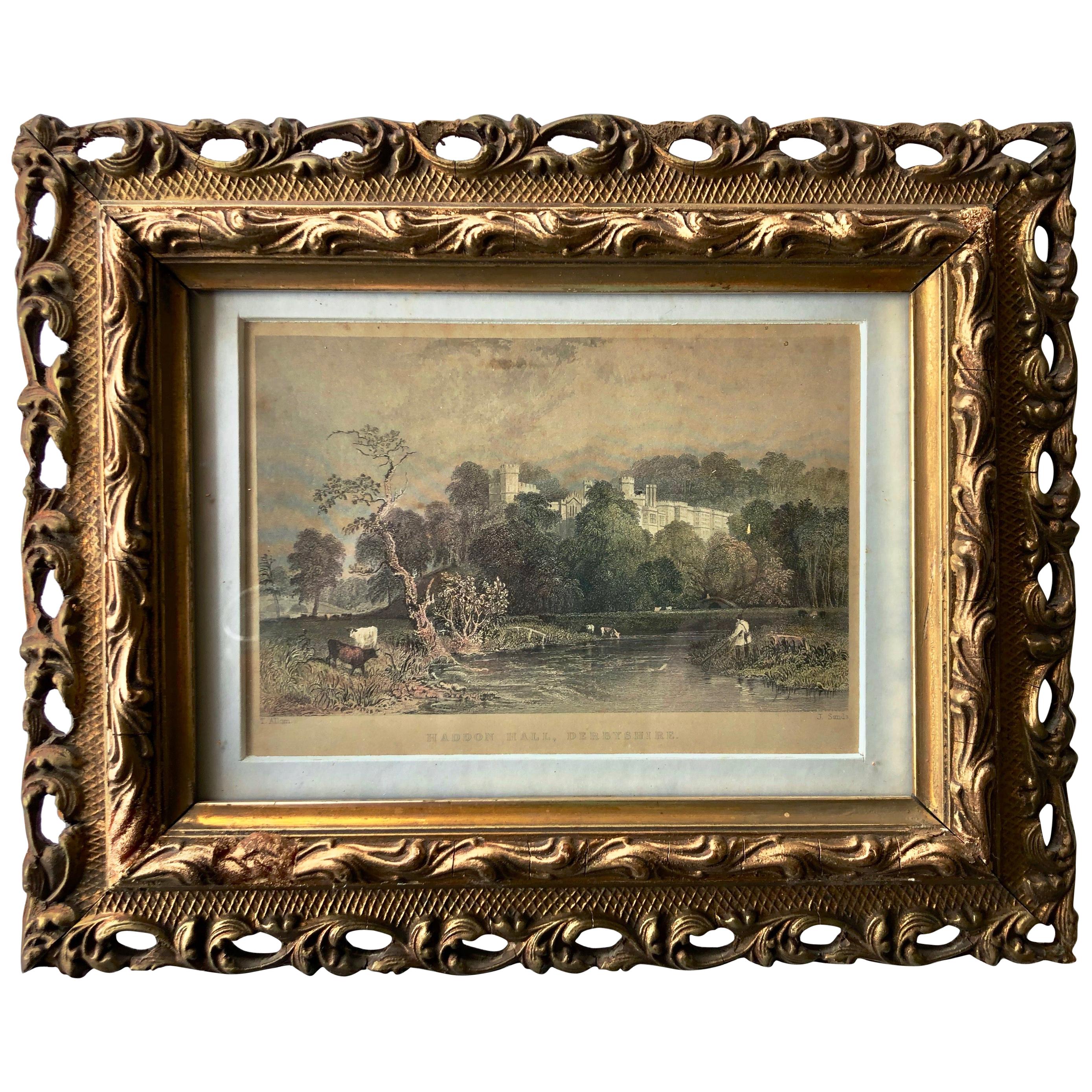 English Hand Colored Steel Engraving, by Thomas Allom, a Pastoral Scene, 1850s For Sale