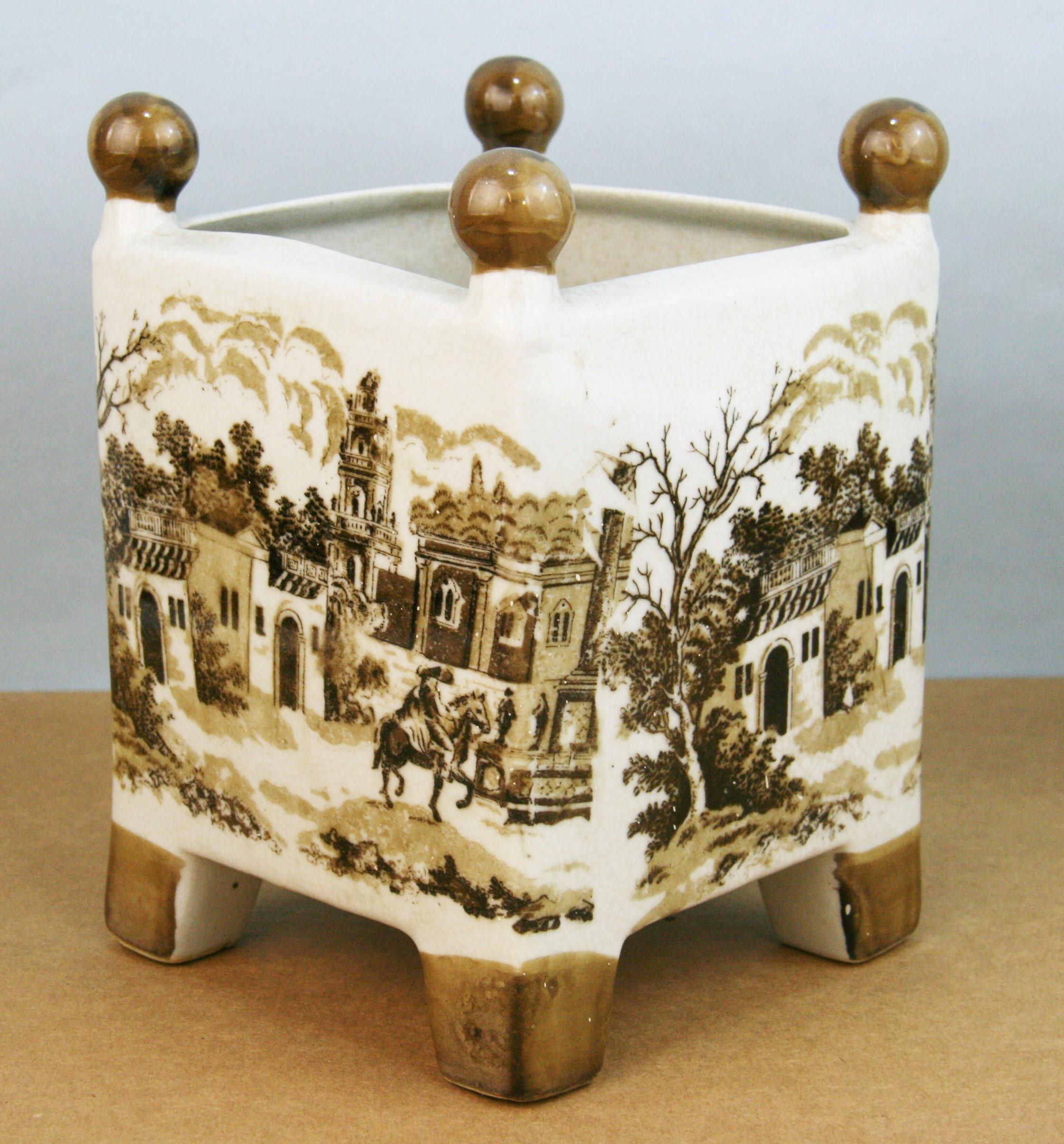 Mid-20th Century English Hand Decorated Plant Holder For Sale