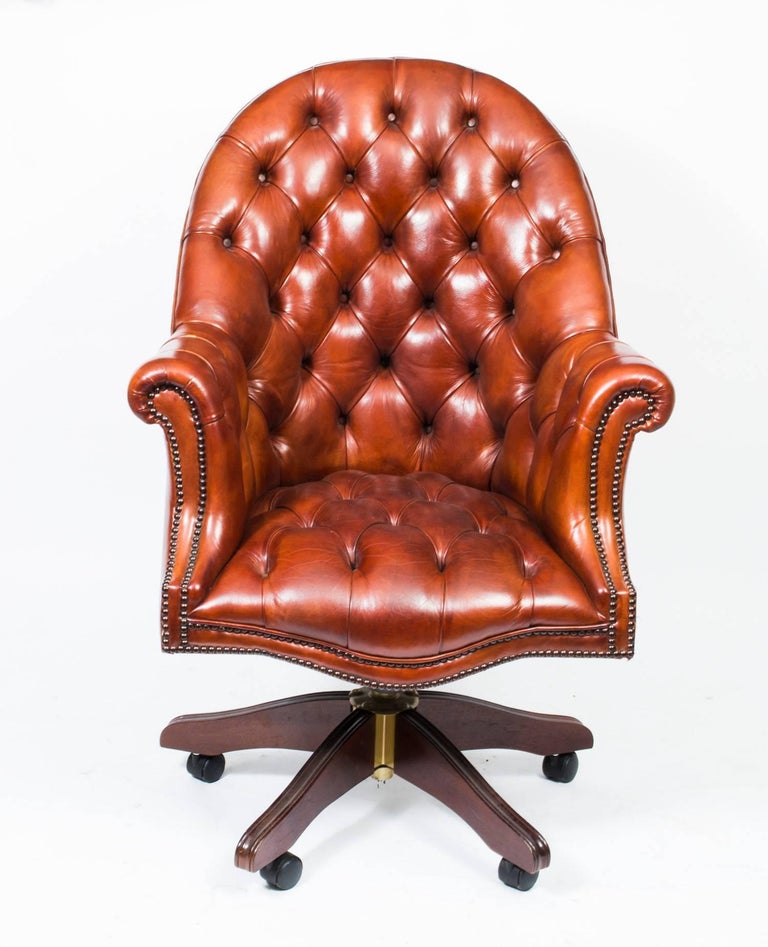 English Hand Made Leather Directors Desk Chair For At 1stdibs An Absolutely Stunning New Leather Director S Chair In A Beautiful Antique Burnt Orange Colour