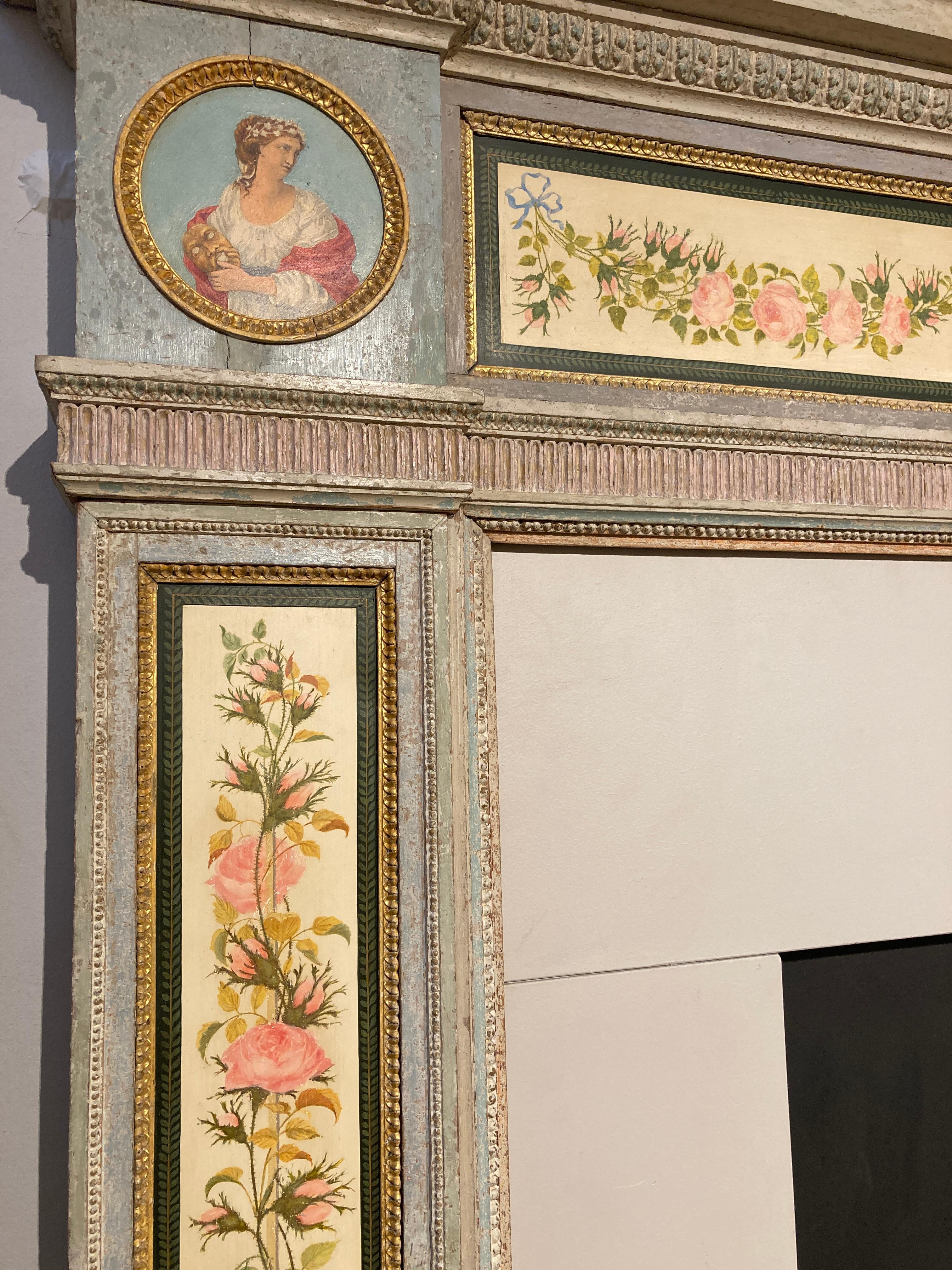 English Hand-Painted Fireplace Mantel in the Neoclassical Style In Good Condition For Sale In London, GB