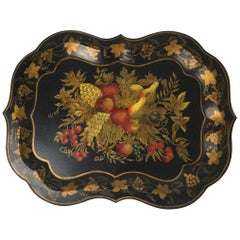 English Hand Painted Fruit and Vines Tole Tray
