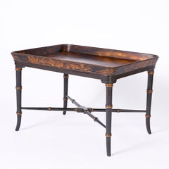 English Hand Painted Lacquered Papier Mâché Tray Table