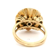 Bague artisanale anglaise en or jaune, turquoise et perle Mabe