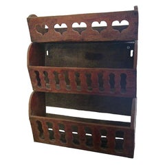 19th Century English Hanging Painted Vegetable Shelf in Original Red Paint