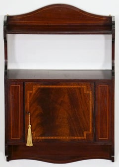 English Hanging Shelf or Curio Cabinet of Inlaid Mahogany