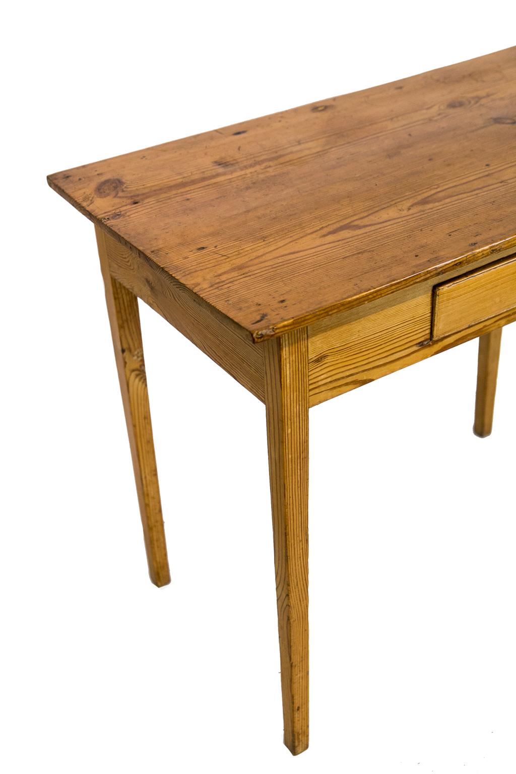 19th Century English Heart Pine Side Table