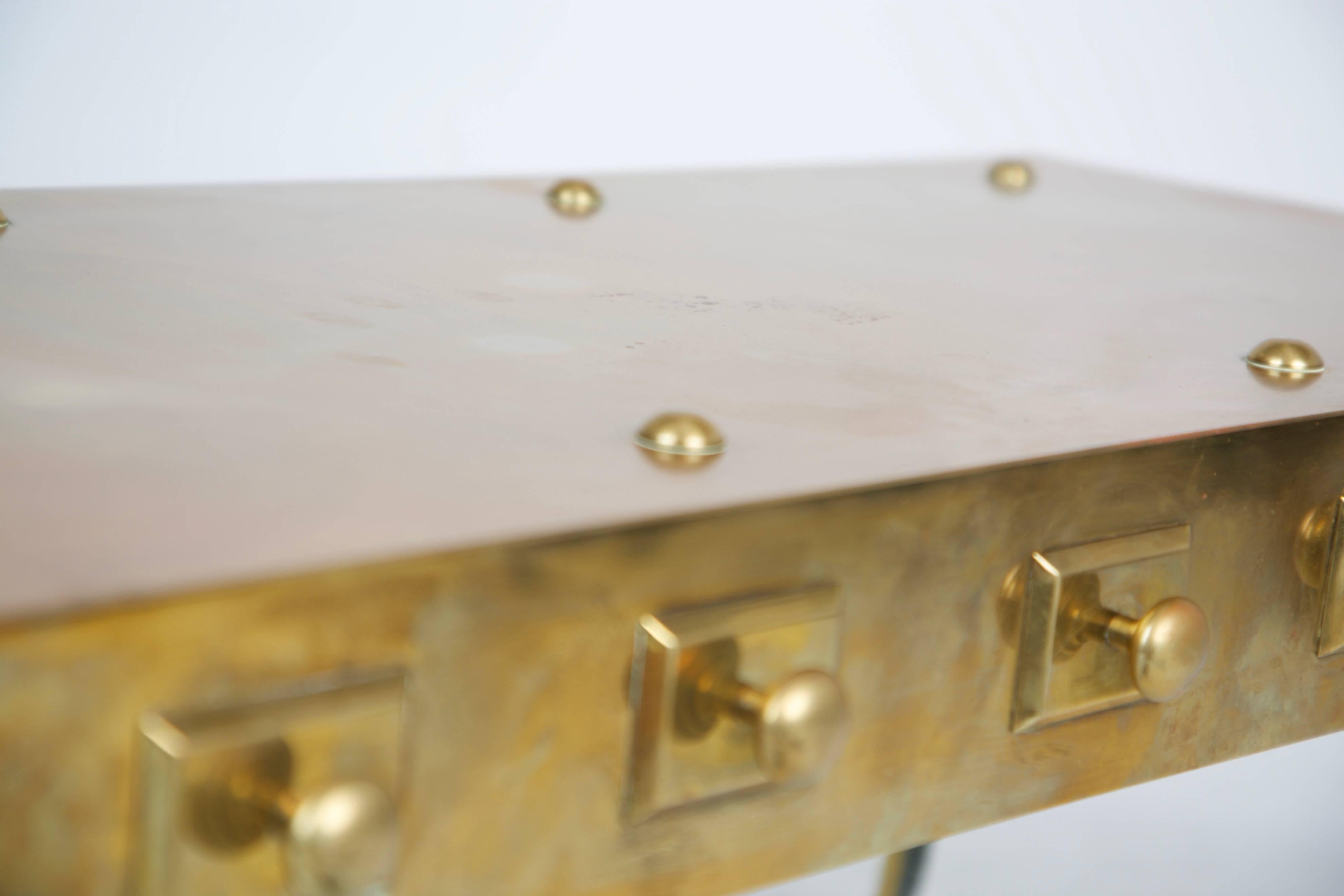 English Heavy Solid Brass Footman Bench or Coffee Table, circa 1890 5