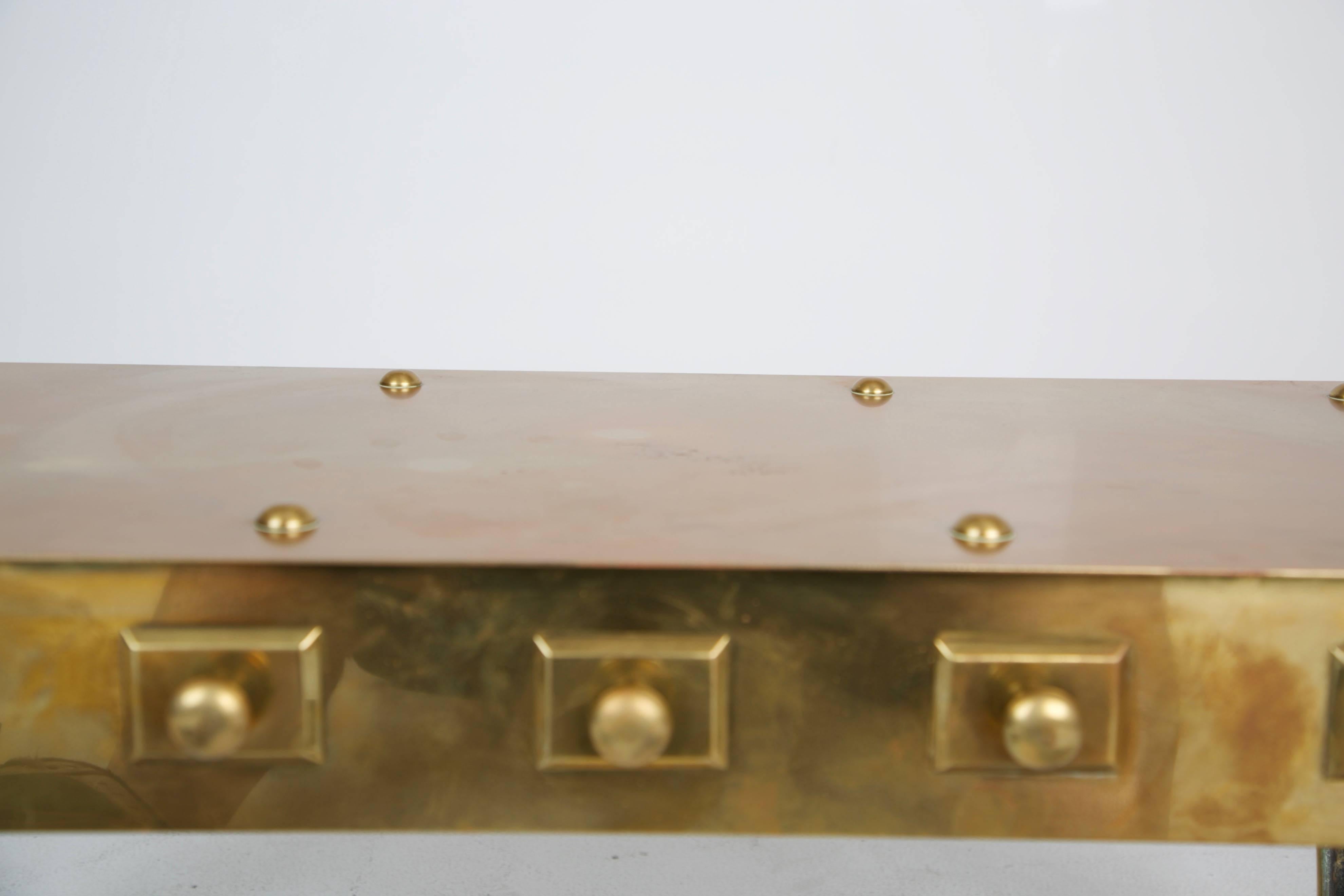 English Heavy Solid Brass Footman Bench or Coffee Table, circa 1890 9