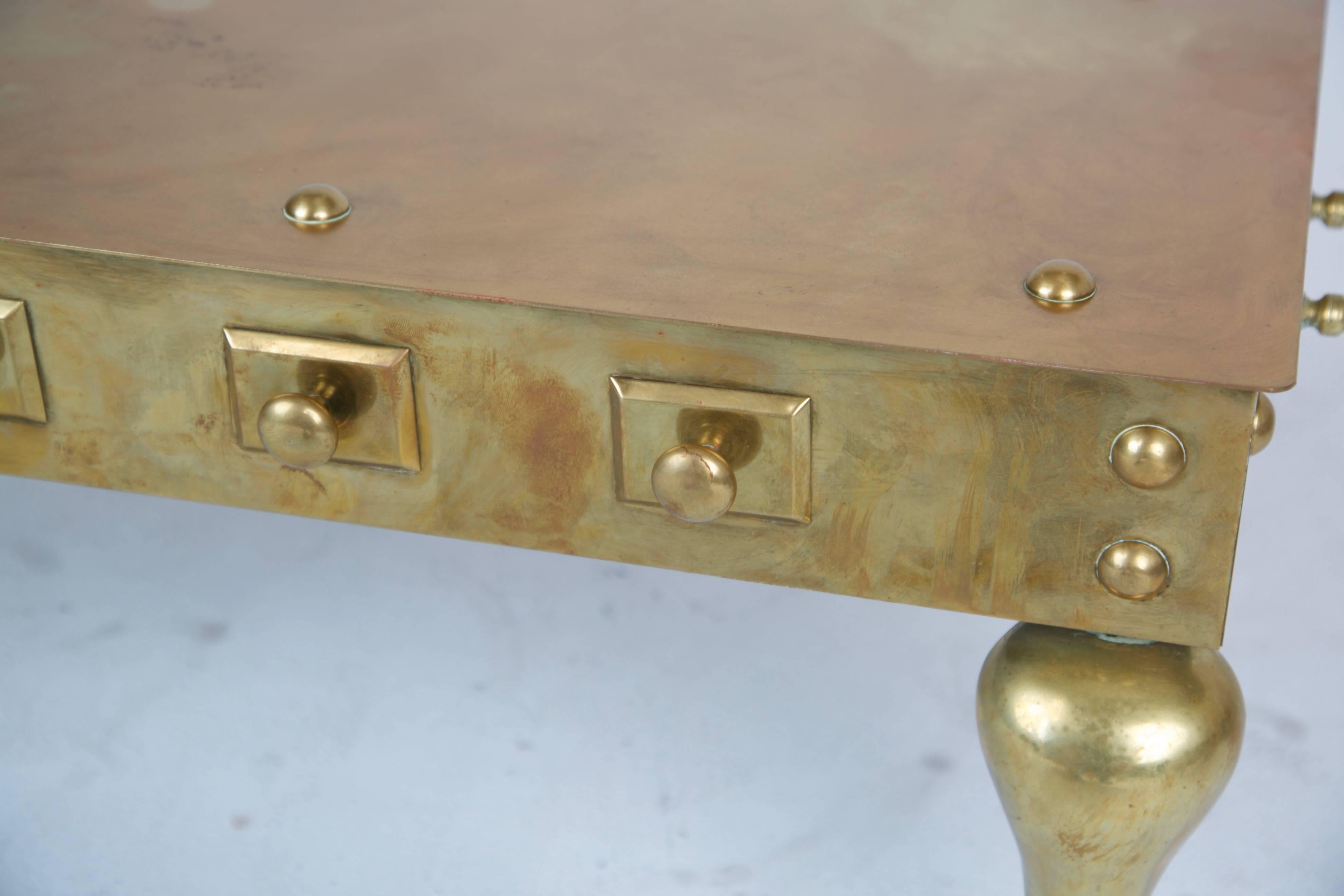 English Heavy Solid Brass Footman Bench or Coffee Table, circa 1890 10
