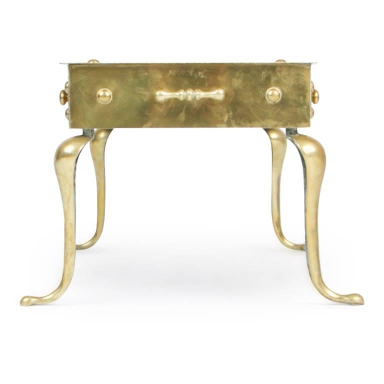 English Heavy Solid Brass Footman Bench or Coffee Table, circa 1890 In Good Condition In Los Angeles, CA