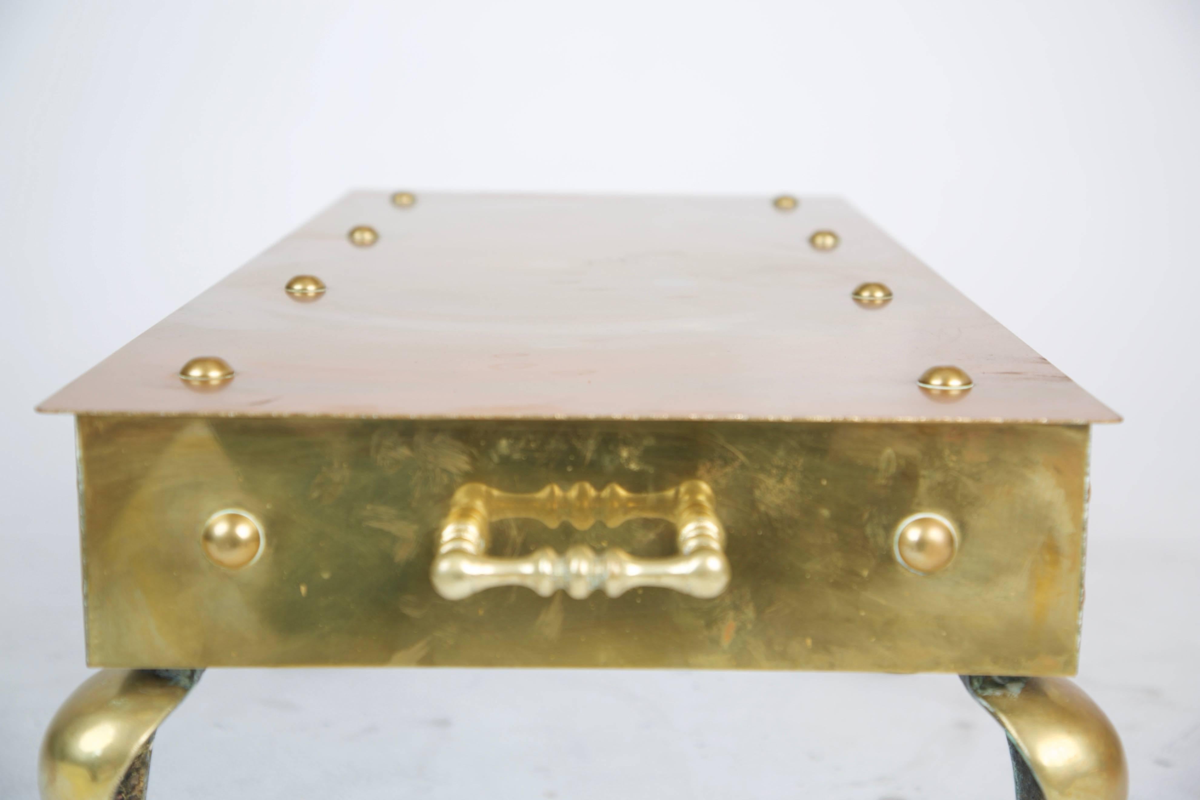 English Heavy Solid Brass Footman Bench or Coffee Table, circa 1890 2