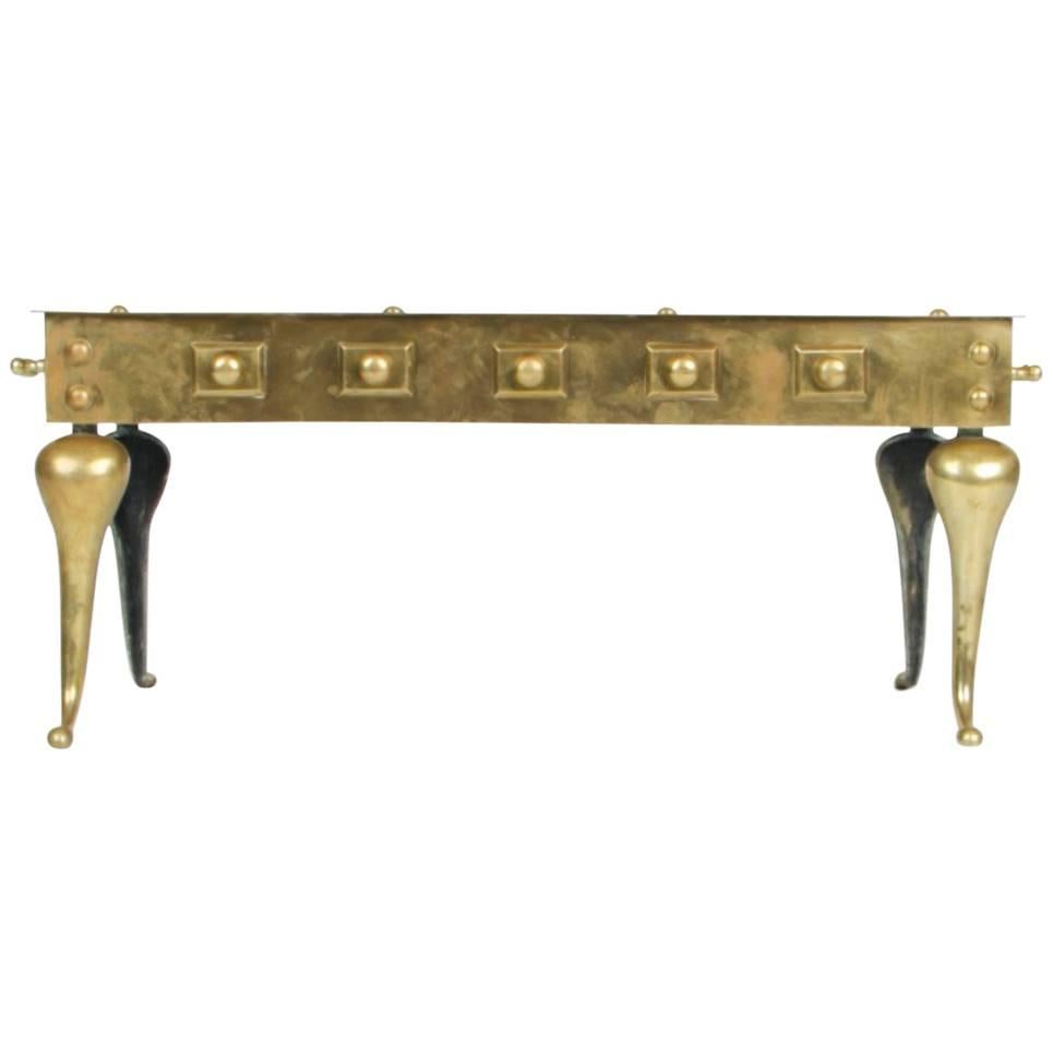 English Heavy Solid Brass Footman Bench or Coffee Table, circa 1890