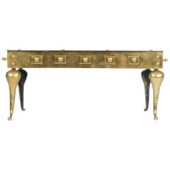Antique English Heavy Solid Brass Footman Bench or Coffee Table, circa 1890