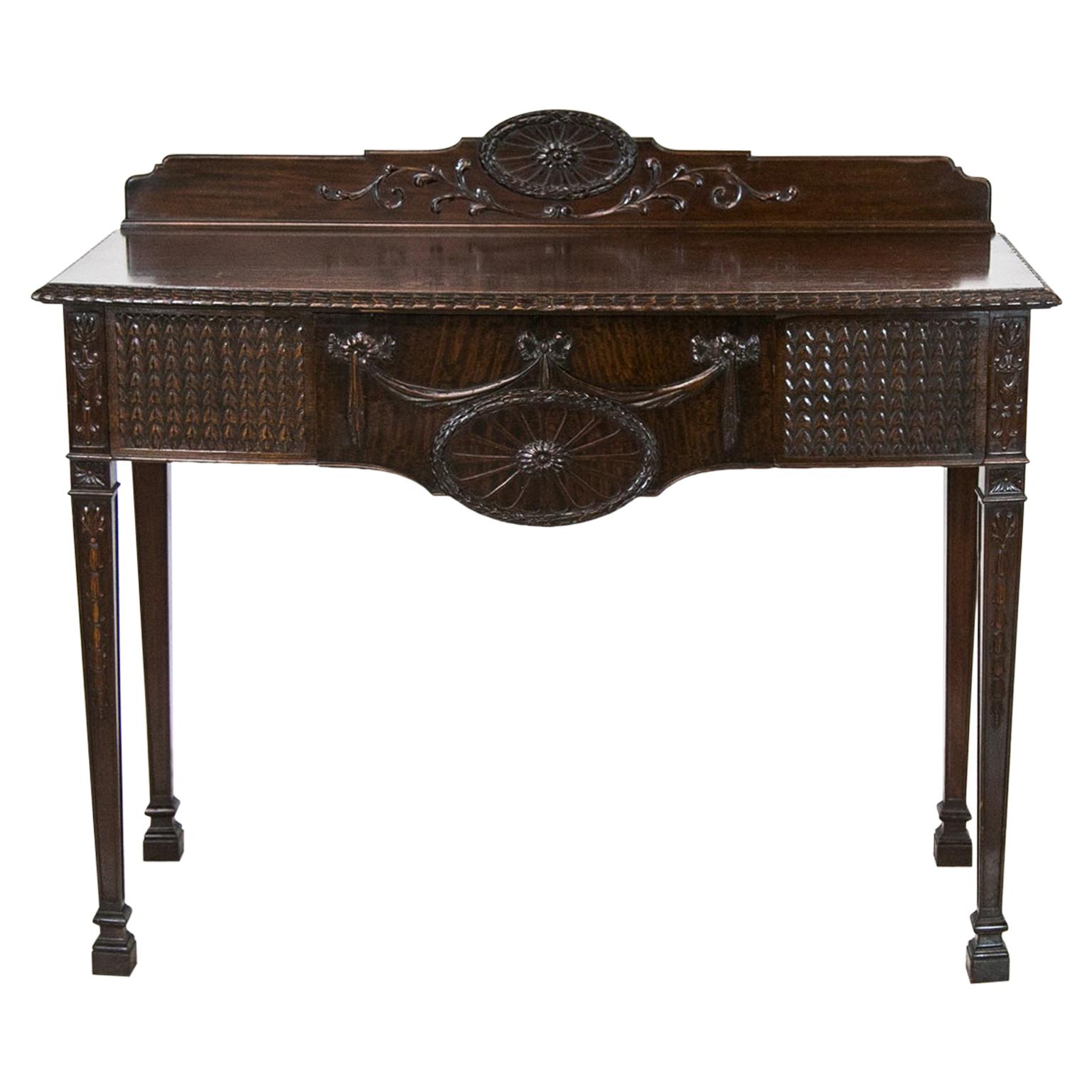 English Hepplewhite Console Mahogany Table For Sale