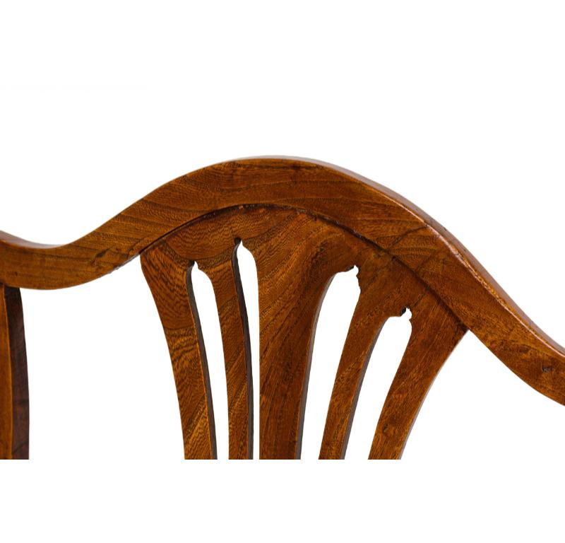 Sillón inglés Hepplewhite Elm Wood Leather Seat Commode en venta 6