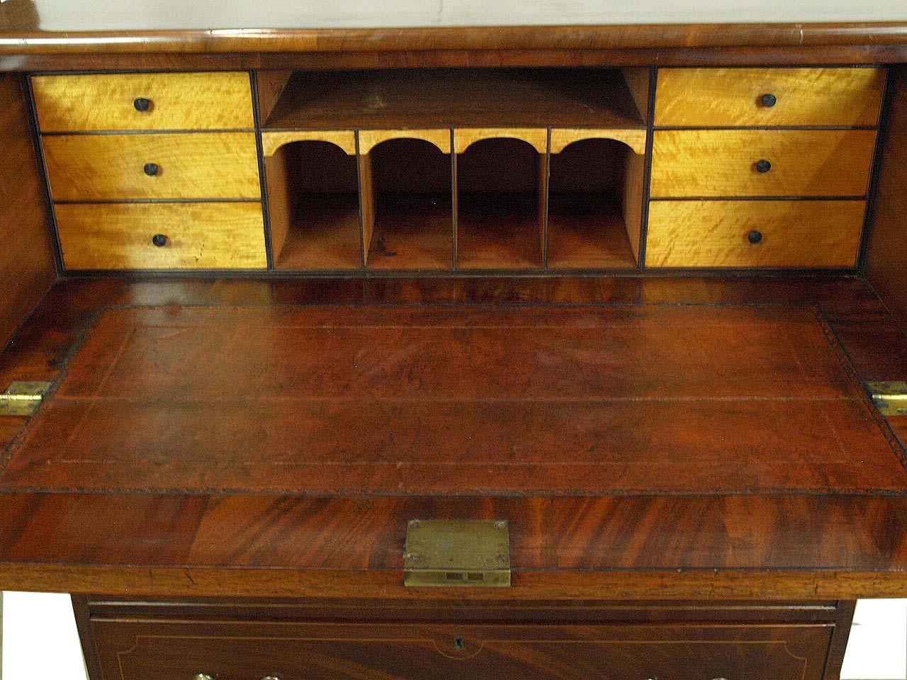 Brass English Hepplewhite Inlaid Butler's Desk
