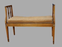 English Hepplewhite Inlaid Mahogany Window Seat with Caned Seat