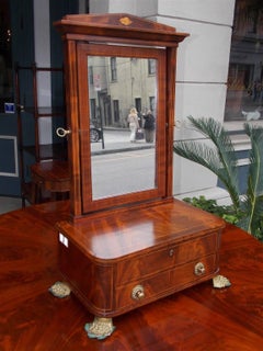 English Hepplewhite Inlaid Shaving Stand with Gilt Lions Paw Feet , Circa 1790