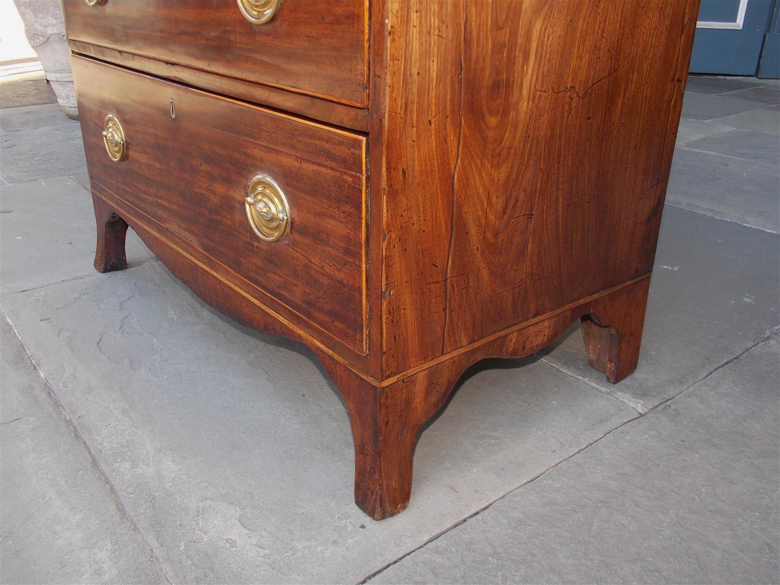 Brass English Hepplewhite Mahogany Diminutive Inlaid Chest of Drawers, Circa 1780 For Sale