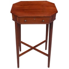 English Hepplewhite Mahogany One Drawer Octagon Side Table, Circa 1800