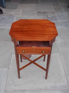 English Hepplewhite Mahogany One Drawer Octagon Side Table, Circa 1800