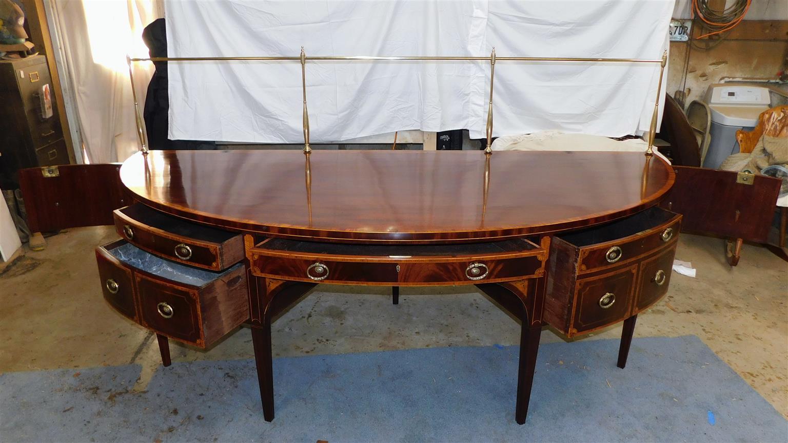 English Hepplewhite Mahogany Patera Inlaid Sideboard with Brass Gallery, C. 1770 For Sale 9