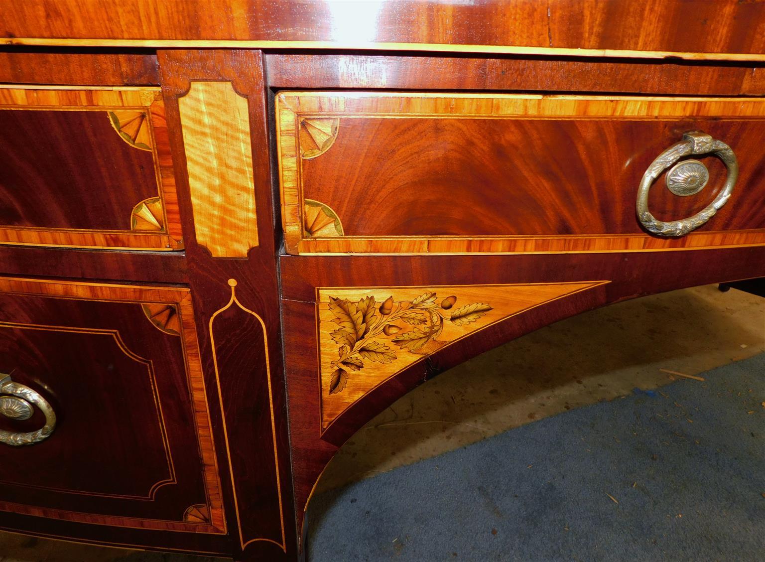 English Hepplewhite Mahogany Patera Inlaid Sideboard with Brass Gallery, C. 1770 For Sale 12