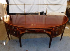 English Hepplewhite Mahogany Patera Inlaid Sideboard with Brass Gallery, C. 1770