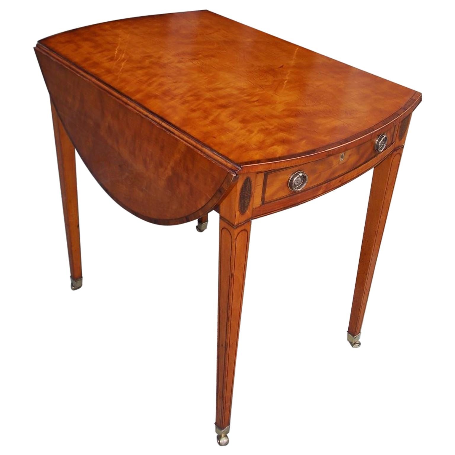 English Hepplewhite Oval Satinwood and Ebony Inlaid Pembroke Table, Circa 1790