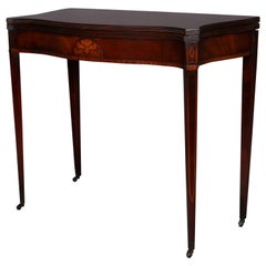 English Hepplewhite School Inlaid and Banded Mahogany and Satinwood Game Table