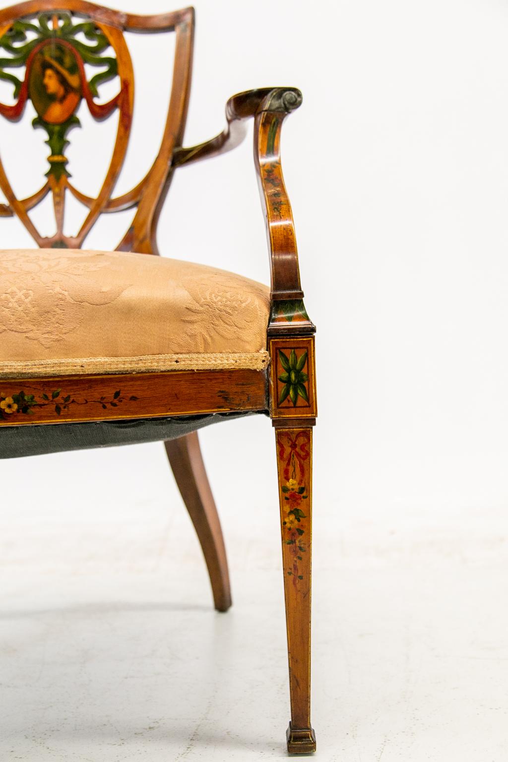 Early 19th Century English Hepplewhite Shield Back Chair For Sale