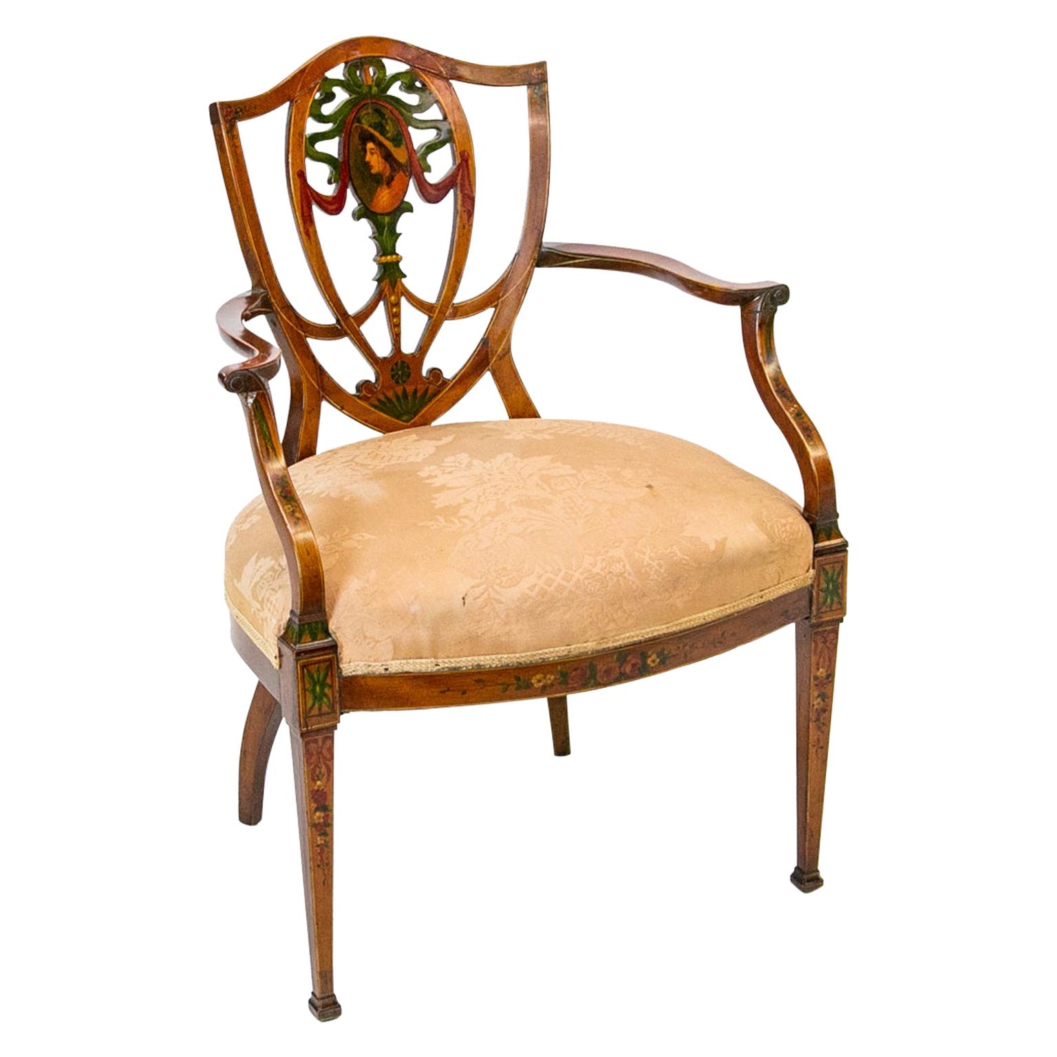 English Hepplewhite Shield Back Chair For Sale