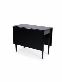 English Hepplewhite Style Black Lacquer Gate Leg Drop-Leaf Table Console Table