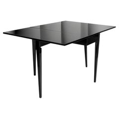 English Hepplewhite Style Black Lacquer Gate Leg Drop-Leaf Table Console Table