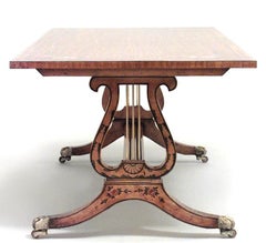 English Hepplewhite Style Satinwood Lyre Base Coffee Table