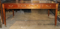 English Hepplewhite Style Leather Top Mahogany Partners Desk by William Tillman