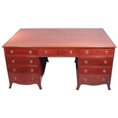 English Hepplewhite Style Mahogany Partners Desk