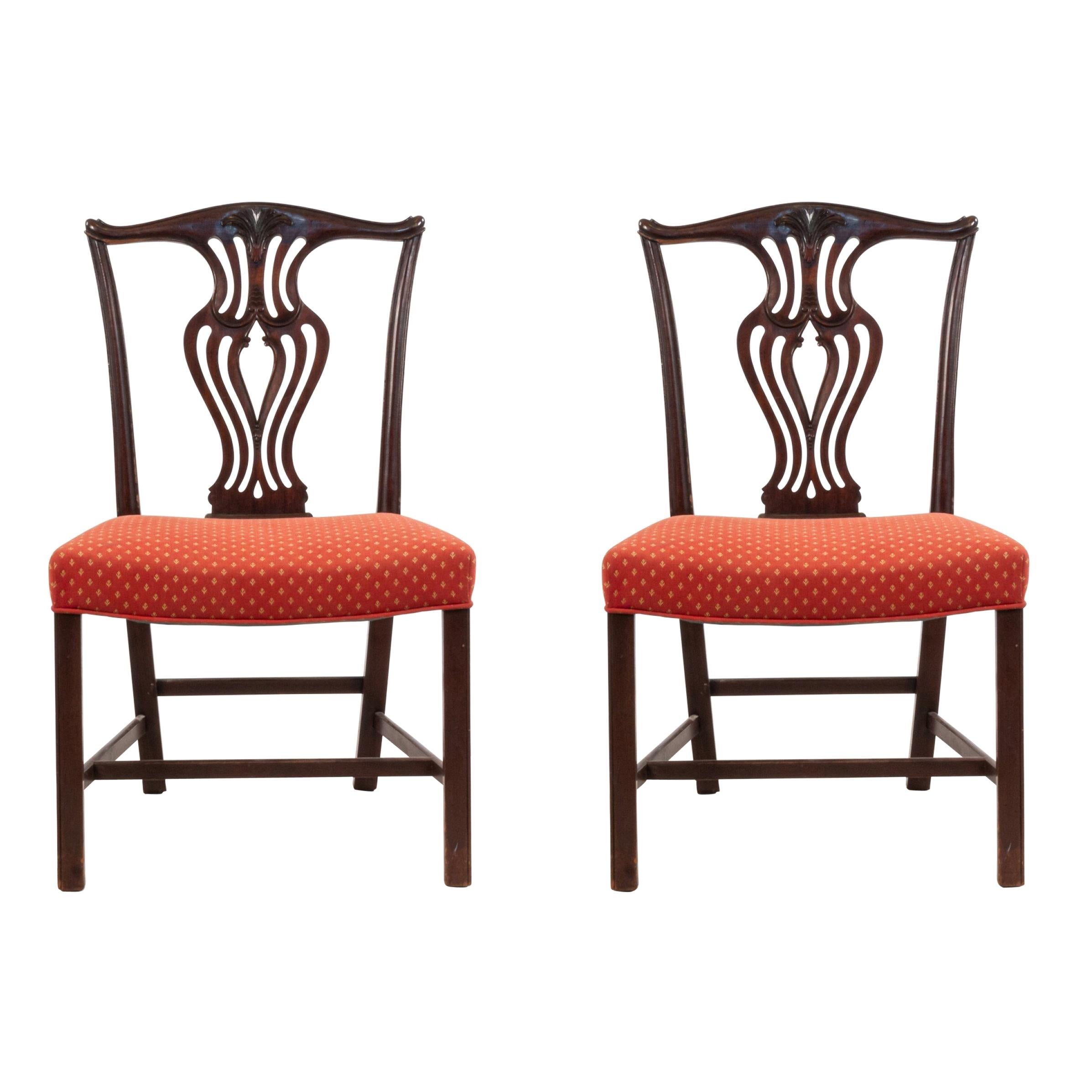 Set of 10 English Hepplewhite Style Splat Back Mahogany Dining Chairs