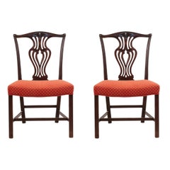 Set of 10 English Hepplewhite Style Splat Back Mahogany Dining Chairs