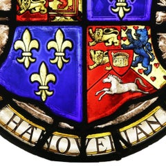 English Heraldic Leaded Glass Hanoverian Coat of Arms