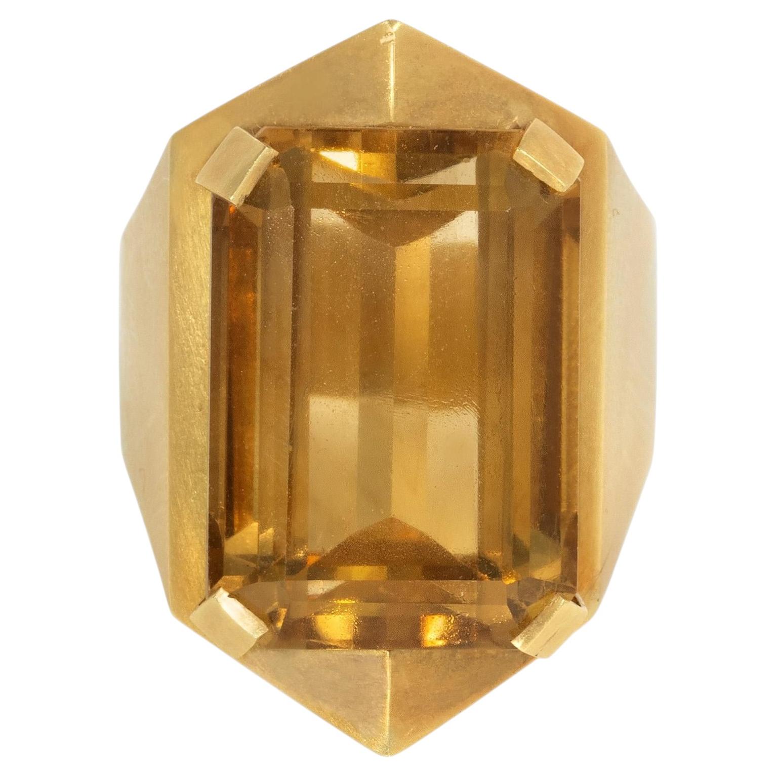 English hexagonal citrine ring For Sale