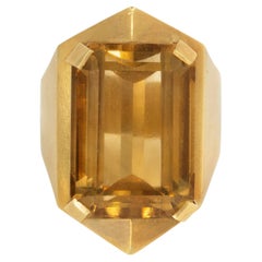 English hexagonal citrine ring