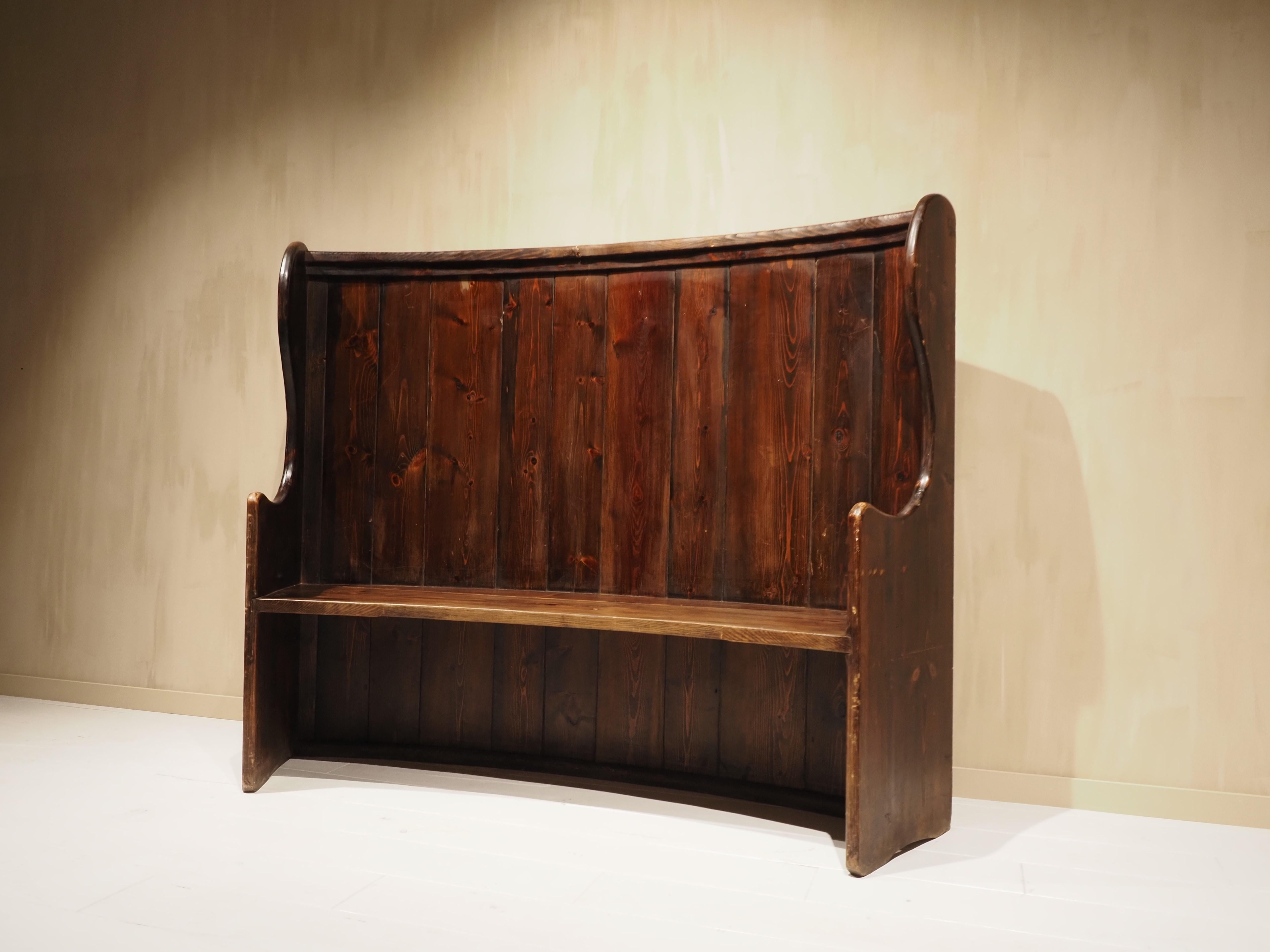 English high back curved pub settle bench 5