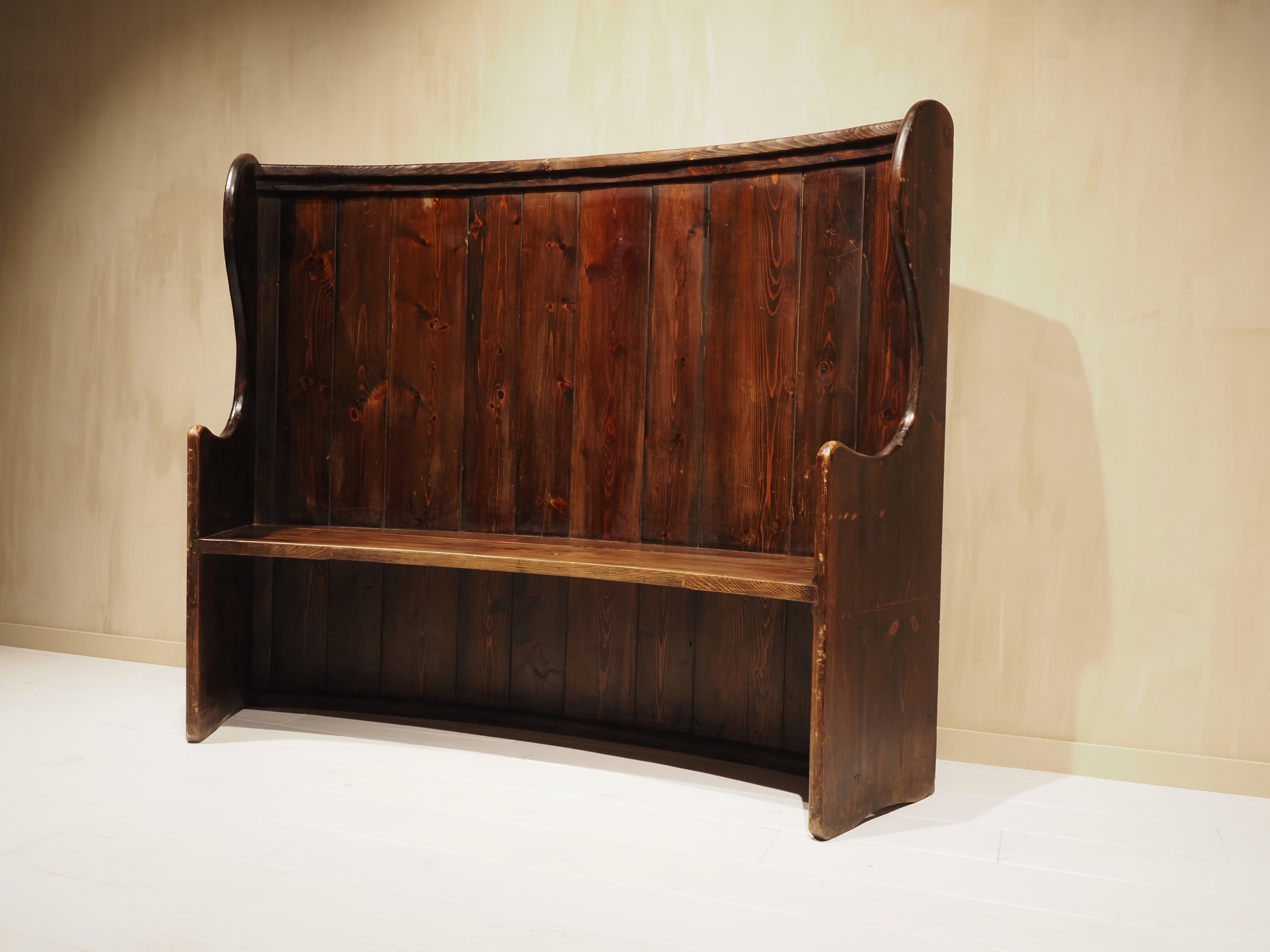 English high back curved pub settle bench 7