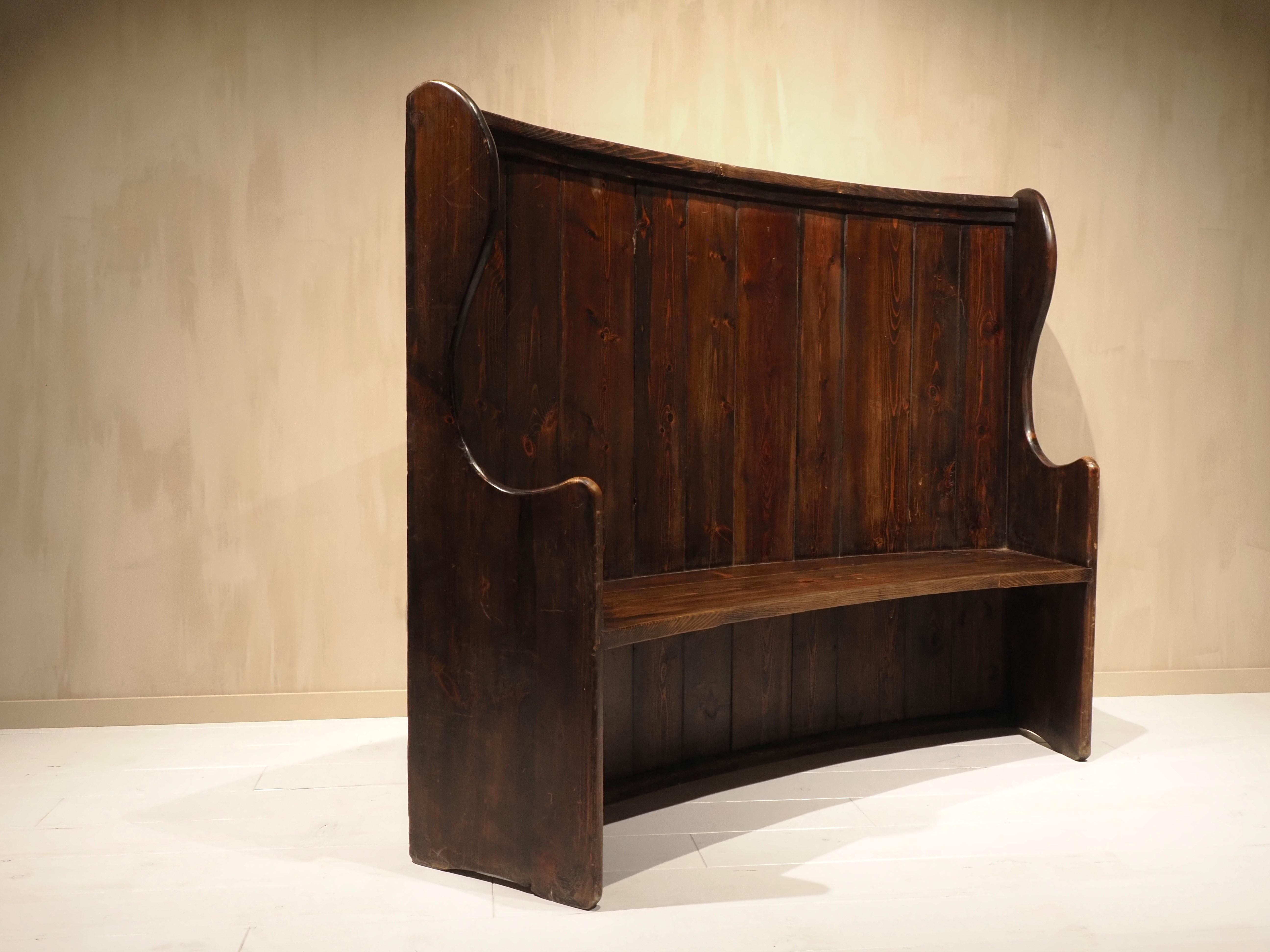 English high back curved pub settle bench 8