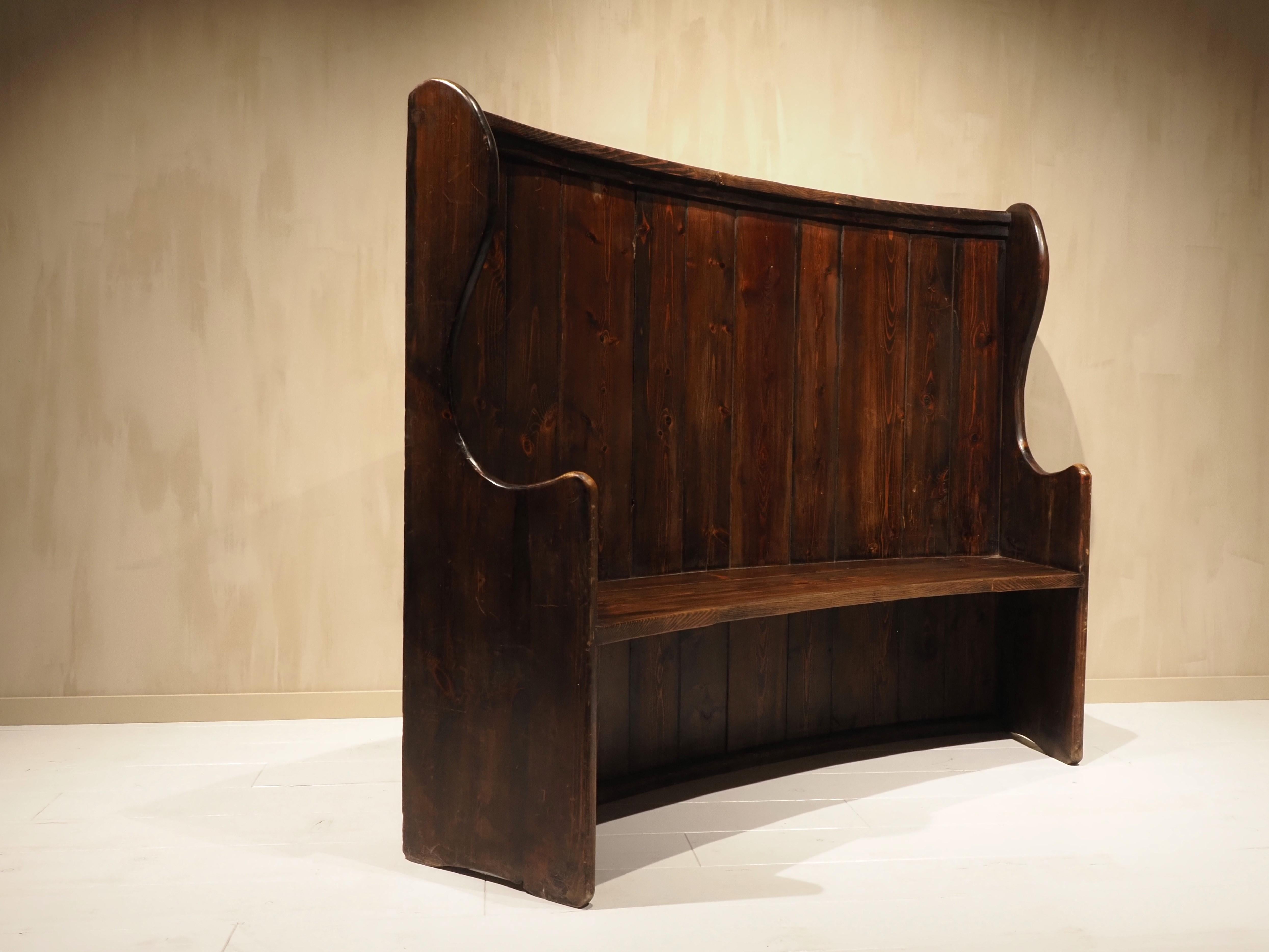 English high back curved pub settle bench 9