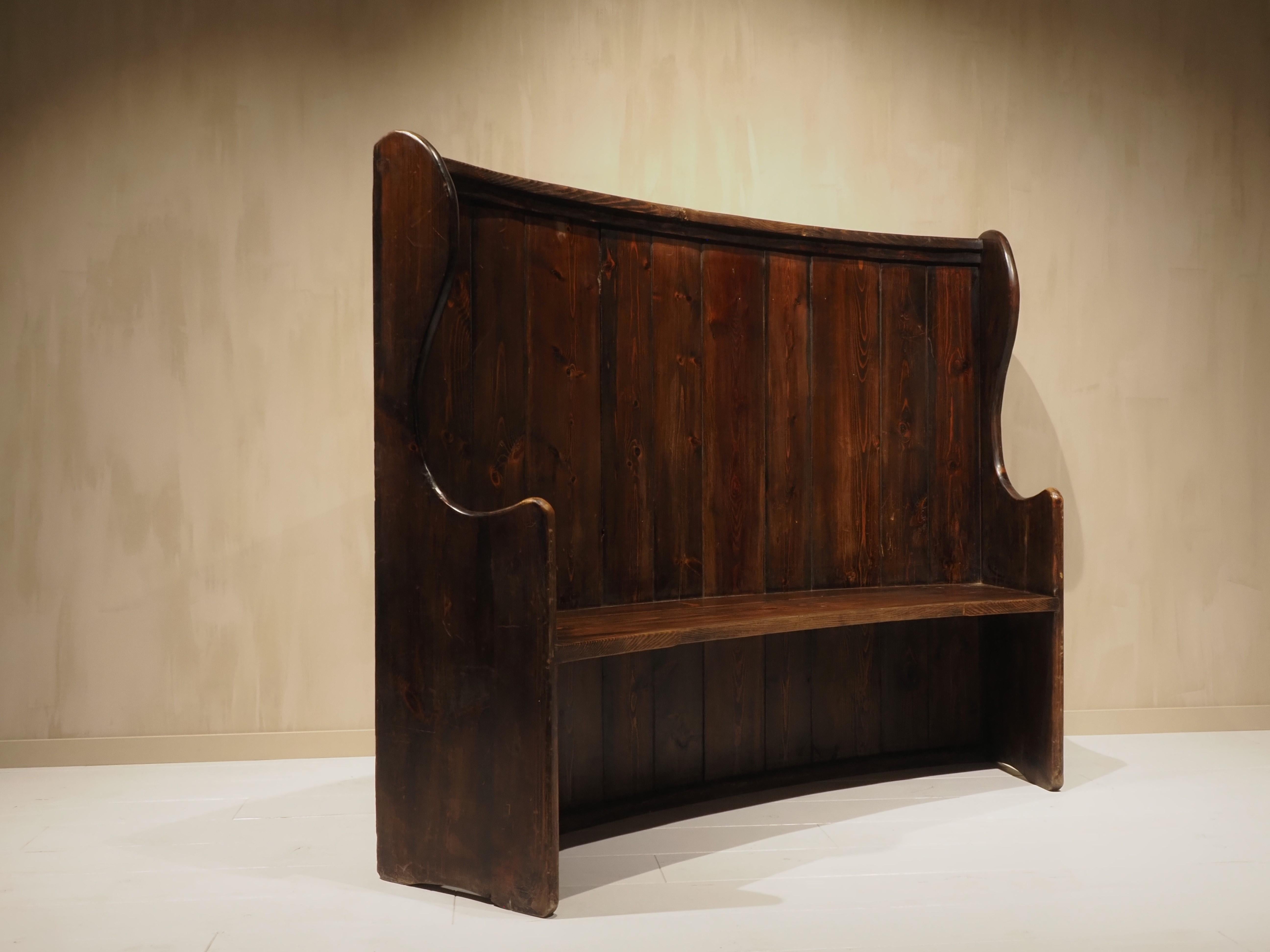 English high back curved pub settle bench 10